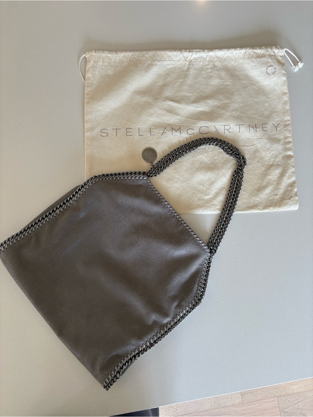 Stella McCartney Grey Chain-Trim Falabella Tote - Picture 2 of 13